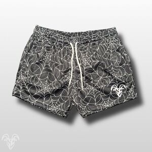 Goat Strength Spider Web Mesh Shorts – Halloween 5” Inseam Athletic Shorts